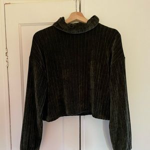 Cropped Velvet Turtleneck